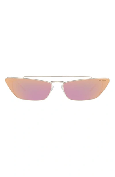 Prada Ultravox 67mm Mirrored Oversize Cat Eye Sunglasses In Silver/ Pink Gradient Mirror