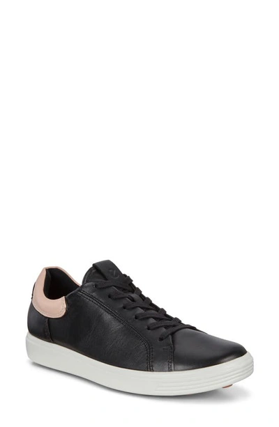 Ecco Soft 7 Street Sneaker In Black/rose Dust Leather