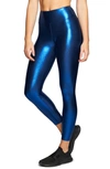 Heroine Sport Metallic High Waist Leggings In Cobalt