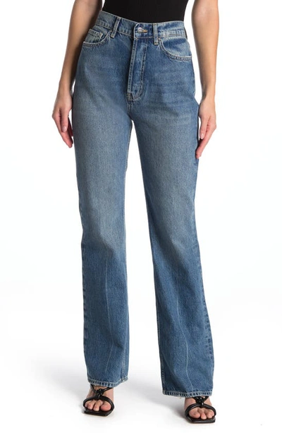 Anine Bing Bryn High Waist Nonstretch Bootcut Jeans In Blue
