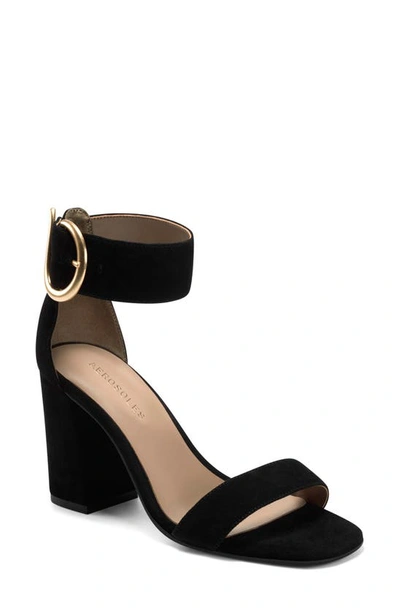 Aerosoles Landon Sandal In Black Faux Leather
