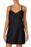 Ralph Lauren Double Strap Lace Chemise In Black