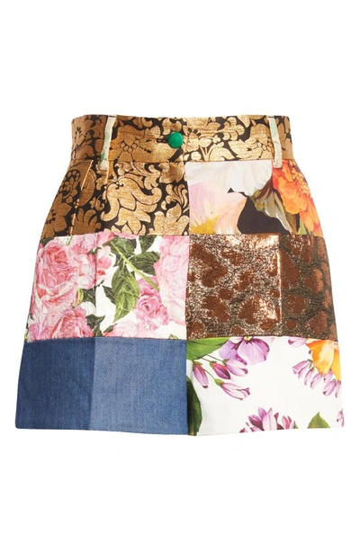Dolce & Gabbana Floral Patchwork High Waist Shorts In Multi