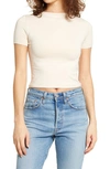 Re Ona Signature Crop T-shirt In Ivory