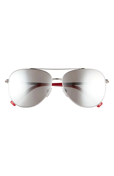 Valentino Havana Gold 60mm Aviator Sunglasses In Silver/ Mirror Silver