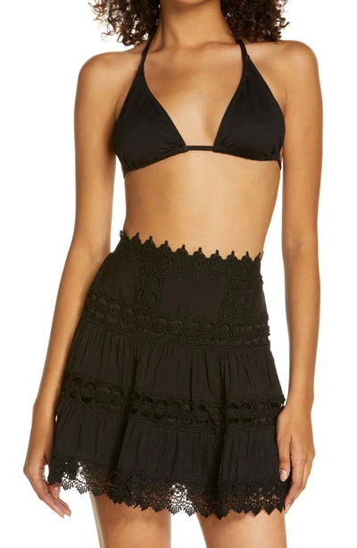 Elan Lace Inset Skirt In Black