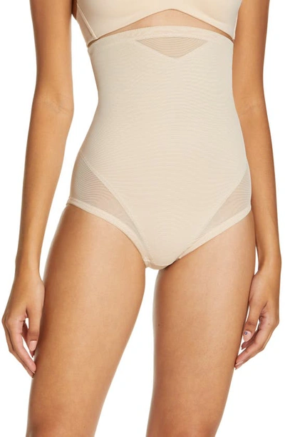 Miraclesuitr Sexy Sheer High Waist Shaping Briefs In Warm Beige