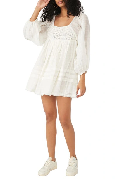 Free People Ari Ivory Cotton Mini Dress In Ivory