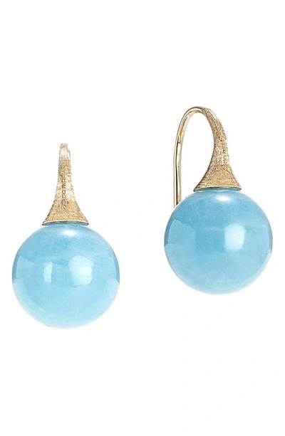 Marco Bicego Africa Boules Aquamarine Drop Earrings In Yellow Gold