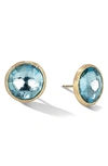 Marco Bicego 18k Yellow Gold Jaipur Color Blue Topaz Large Stud Earrings In Yellow Gold