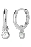 Monica Vinader Sterling Silver And White Topaz Huggie Earrings In Sterling Silver
