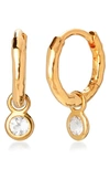 Monica Vinader 18ct Yellow Gold-plated Vermeil Sterling Silver And White Topaz Huggie Earrings In Gold