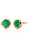 Monica Vinader Gold Plated Vermeil Silver Mini Green Onyx Stud Earrings In Gold