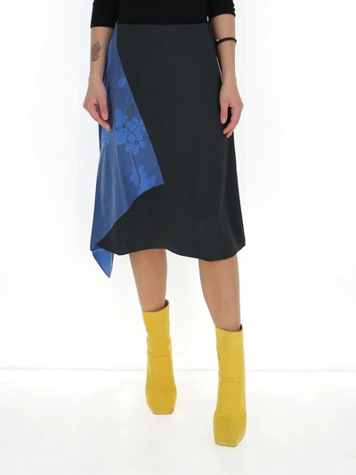 Marine Serre Black & Blue Hanging Silk Scarf Skirt