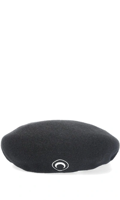 Marine Serre Moon Classic French Beret In 00 Black