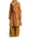 Bottega Veneta Teddy Shearling Belted Coat In Camel