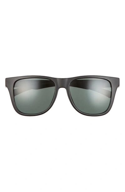 Hurley Fun Times 56mm Polarized Square Sunglasses In Matte Black/ Smoke Green Base