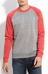 Alternative 'the Champ' Trim Fit Colorblock Sweatshirt In Eco Grey / Eco True Red