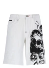 PHILIPP PLEIN PHILIPP PLEIN SKULL PRINT DENIM SHORTS