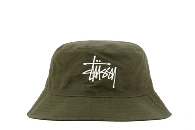 Stussy Stüssy Big Logo Embroidered Twill Bucket Hat In Green