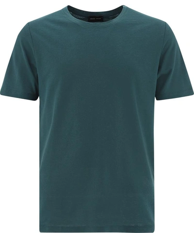 Roberto Collina Crewneck Cotton T-shirt In Green