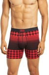 Saxx Ultra Golf Print Performance Boxer Briefs In Red Horizon Plaid