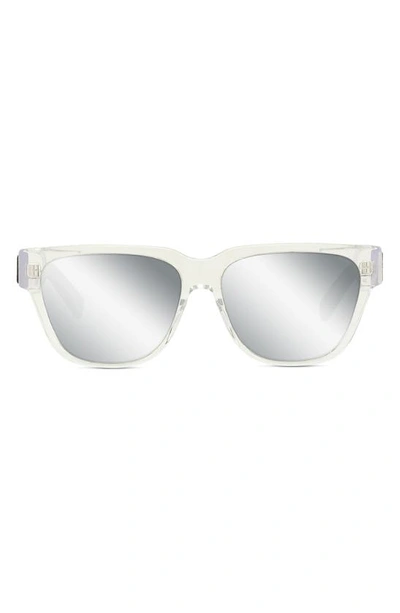 Dior Xtrem Si 57mm Plastic Rectangular Sunglasses In Crystal
