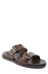 Bruno Magli Men's Erasmo Double Buckle Leather Sandals In Dark Brown