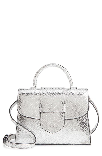 Steve Madden Lizard Embossed Faux Leather Top Handle Satchel In Silver