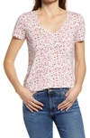 Caslonr Caslon Rounded V-neck T-shirt In Ivory- Red Pebble Print