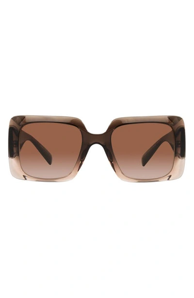 Versace 54mm Gradient Rectangle Sunglasses In Trans Brown