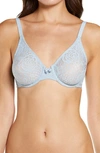 Wacoal Halo Lace Molded Underwire Bra 851205, Up To G Cup In Blue Fog