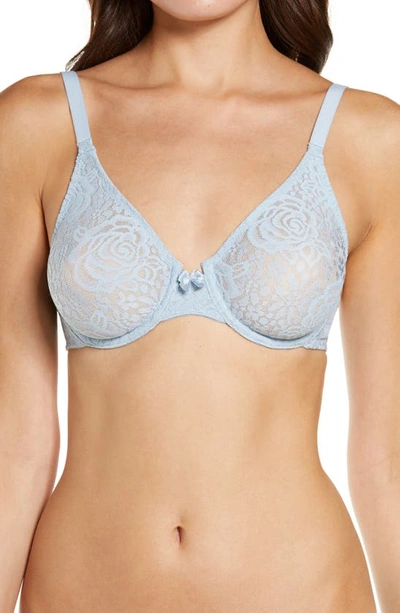 Wacoal Halo Lace Molded Underwire Bra 851205, Up To G Cup In Blue Fog