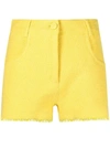 Msgm Yellow Tweed Solid Color Shorts In Yellow