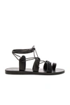 Ancient Greek Sandals Alcyone Lace-up Metallic Leather Sandals In Black