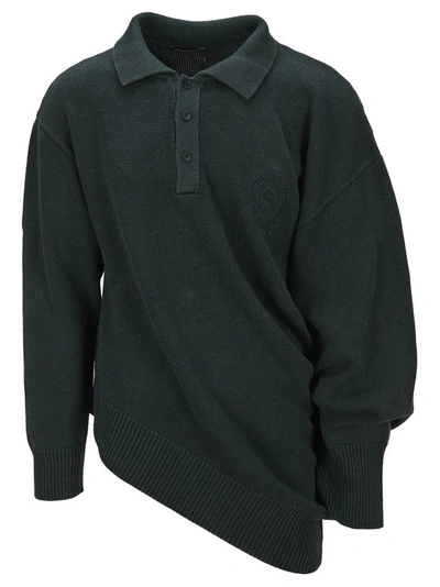 Balenciaga Deformed Rugby Polo Sweater In Green
