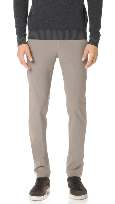 Theory Zaine Slim-fit Cotton-blend Twill Trousers In Brown