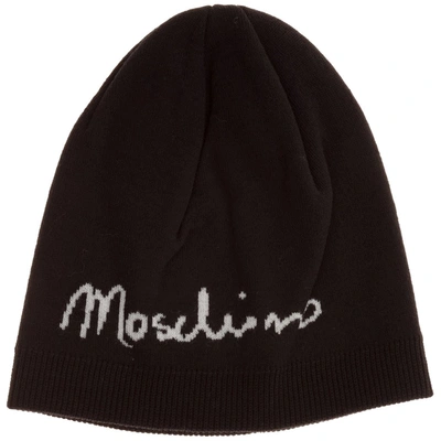 Moschino Double Question Mark Beanie In Black