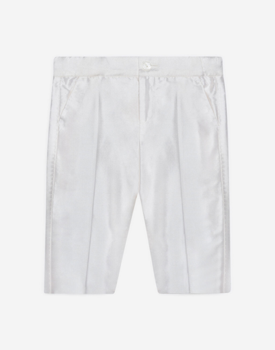 Dolce & Gabbana Babies' Silk Shantung Dress Pants In White