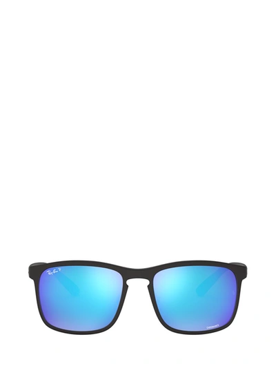 Ray Ban Ray In Black Matte,blue Mirror Polar