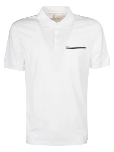 Brunello Cucinelli Chest-pocket Cotton Polo Shirt In White
