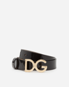 Dolce & Gabbana Patent Leather Belt With Dg Buckle In Black
