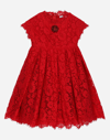 DOLCE & GABBANA CORDONETTE LACE DRESS WITH EMBROIDERED JEWEL