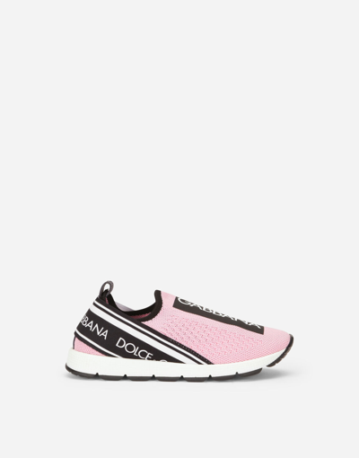 Dolce & Gabbana Sorrento Slip-on Sneakers With Logo Tape In Pink