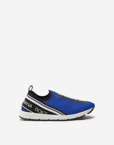 Dolce & Gabbana Kids' Sorrento Slip-on Trainers With Logo Tape In Blue