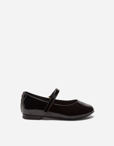 Dolce & Gabbana Kids' Leather Ballet Flats In Black