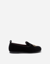 DOLCE & GABBANA VELVET SLIPPERS WITH CROWN PATCH