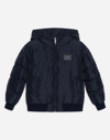 DOLCE & GABBANA NYLON DOWN JACKET WITH HOOD AND PLATE