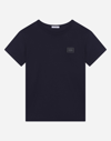 Dolce & Gabbana Black T-shirt With Logo Tag Detail On The Front In Cotton Man In Blue