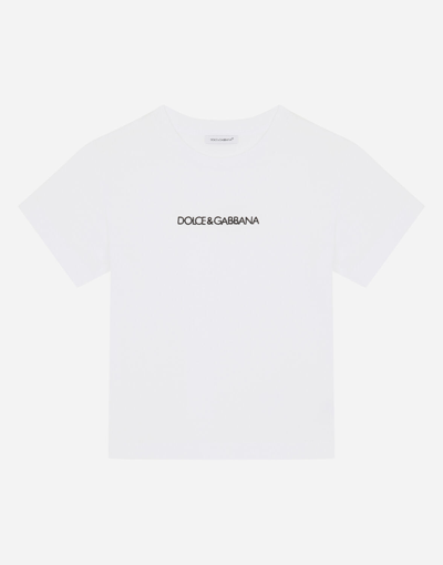 Dolce & Gabbana Jersey T-shirt With Embroidered Logo In White